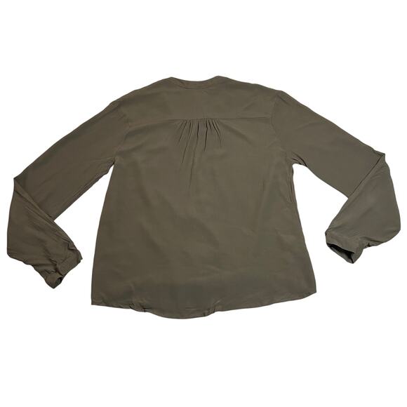 Women's V-Neck Surplice Blouson Top Size M Office Casual Fall Preppy Career - Picture 2 of 4